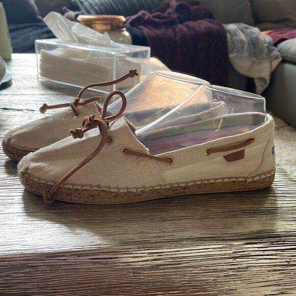 Sperry Top-Sider Ivory Canvas Slip on Boat Shoes sz 11 NEW - Picture 5 of 7